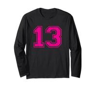 Number 13 Varsity Distressed Vintage Sport Team Player's Manche Longue