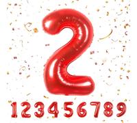 Number 2 Birthday Balloon, Number 2 Balloon, Red, 40 Inches \ 102 Cm Giant Helium Balloons Xxl Inflatable Balloons, Number Balloon Birthday Decoration Flights With Helium