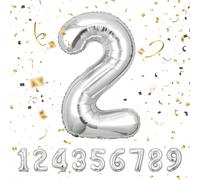 Number 2 Birthday Balloon, Number 2 Sliver, 40 Inches \ 102 Cm Giant Helium Balloons Xxl Inflatable Balloons, Number Balloon Birthday Decoration Flights With Helium