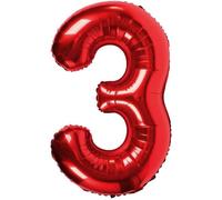Number 3 Globe Red 100 Cm Giant Balloon Mylar Large Ideal For Parties Suitable For Helium