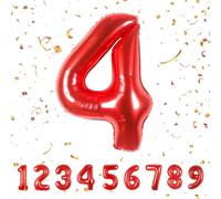 Number 4 Birthday Balloon, Red Number 4 Balloon, 40 Inches \ 104 Cm Giant Helium Balloons Xxl Inflatable Balloons, Number Balloon Birthday Decoration Flights With Helium