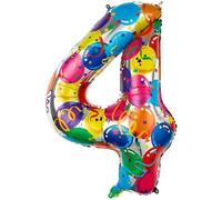 Number 4 Coloured Balloon Number 4, Birthday 0123456789,10-19,20-25,30,40,50,60,70,80,90 Number Balloon 4 Year Decoration Birthday, 4 Number Balloon Party Deco Support Helium