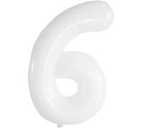 Number 6 Birthday Balloon 40 Inches White, 0123456789,10-19,20-25,30,40,50,60,70,80,90 Number Balloon 6 Year Decoration Birthday, Balloon 6 Balloon Party Deco Support Helium