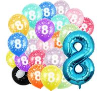 Number 8 Birthday Balloons And 20 X 30 Cm Balloons \ Blue Number Balloons 40-101 Cm Birthday Balloon Decoration \ Decorated Birthday Number Balloon Flights With Helium.