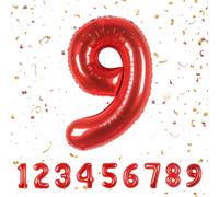 Number Balloon Birthday 9, Number 9 Balloon, Red, 40 Inches \ 109 Cm Giant Helium Balloons Xxl Inflatable Balloons, Number Balloon Birthday Decoration Flights With Helium