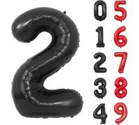 Number Balloons, 40 Inch Black Helium Mylar Balloons Birthday Balloon For Children, Boys, Girls, Birthday Party Decorations (Number 2)