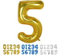Number Balloons, 40 Inch Gold Helium Mylar Balloons 5Th Birthday Balloon For Children, Boys, Girls, Birthday Party Decorations (Number 5)