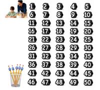 Number Pencil Topper,Reusable Pencil Label,Pencil Tracking Marker，Black-50