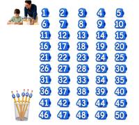 Number Pencil Topper,Reusable Pencil Label,Pencil Tracking Marker，Blue-50