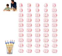 Number Pencil Topper,Reusable Pencil Label,Pencil Tracking Marker，Pink-50