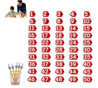 Number Pencil Topper,Reusable Pencil Label,Pencil Tracking Marker，Red-50