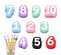 Numbered Pencil Toppers - Reusable Numbered Pencil Labels 10 Pieces