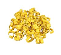 Numbered Poultry Leg Bands 100Pcs | Bright Color Chicken Leg Rings for Ducks / Gamefowl | Quick Identification & Easy Clip Design | Sturdy Plastic Bird Bands (100Pcs Yellow Rings with Number Markers)
