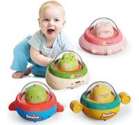 NUMBERFUN Lot de 4 voitures d'animaux pour bébé de 6 à 12 mois, voitures Press and Go de 1 an, cadeau de premier anniversaire, jouets de voiture pour garçons de 1 an