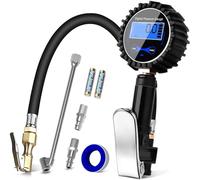 Numérique Manomètre Haute Précis Digital Jauge de Pression de Pneu Pistolet de Gonflage Pour Voiture Camion SUV Moto Vélo avec écran LCD, Air chuck et Tige à Double Tête 200PSI