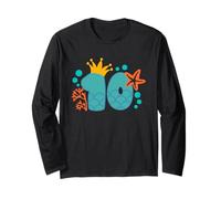 Numéro 10 avec motif sirène - Fête d'anniversaire 10 ans Manche Longue