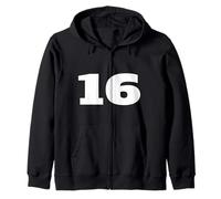 Numéro 16 Seize Sports Team imprimé sur Le Devant pour Anniversaire Assorti Sweat à Capuche
