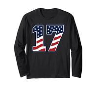 Numéro 17 Drapeau USA 17e Anniversaire étoiles Rayures Sport America Manche Longue