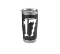 Numéro 17 Style universitaire Bold Sports Anniversaire Gobelet isotherme en acier inoxydable double paroi