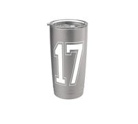Numéro 17 Style universitaire Bold Sports Anniversaire Gobelet isotherme en acier inoxydable double paroi