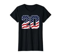 Numéro 20 Drapeau USA 20e Anniversaire étoiles Rayures Sport America T-Shirt Graphique avec Valeur