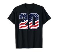 Numéro 20 Drapeau USA 20e Anniversaire étoiles Rayures Sport America T-Shirt Graphique avec Valeur