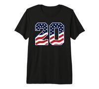 Numéro 20 Drapeau USA 20e Anniversaire étoiles Rayures Sport America T-Shirt Haut de Gamme