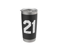 Numéro 21 en jersey pour uniforme universitaire, numéro de sport, 21e anniversaire Gobelet isotherme en acier inoxydable double paroi