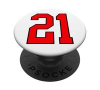 Numéro 21 Red College Sports Team Style PopSockets PopGrip Adhésif