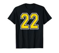 Numéro 22 en jaune, noir, blanc imprimé des deux côtés T-Shirt