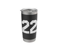 Numéro 22 en jersey pour uniforme universitaire, numéro de sport, 22e anniversaire Gobelet isotherme en acier inoxydable double paroi