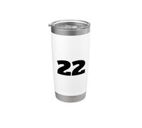 Numéro 22 Vingt-deux Équipe sportive imprimée sur le devant assorti Gobelet isotherme en acier inoxydable double paroi