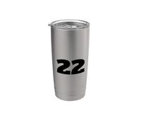 Numéro 22 Vingt-deux Équipe sportive imprimée sur le devant assorti Gobelet isotherme en acier inoxydable double paroi
