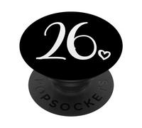 Numéro 26 Vingt-Six, pour Femme de 26 Ans, 26e Anniversaire PopSockets PopGrip Adhésif