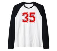 Numéro 35 Red Sports Team Style Manche Raglan
