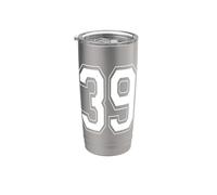 Numéro 39 Style universitaire Bold Sports Anniversaire Gobelet isotherme en acier inoxydable double paroi