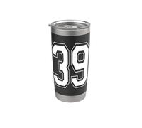 Numéro 39 Style universitaire Bold Sports Anniversaire Gobelet isotherme en acier inoxydable double paroi
