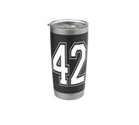 Numéro 42 Style universitaire Bold Sports Anniversaire Gobelet isotherme en acier inoxydable double paroi