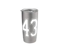 Numéro 43 Style universitaire Bold Sports Anniversaire Gobelet isotherme en acier inoxydable double paroi