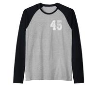 Numéro 45 Grungy White Sports Team Style Manche Raglan