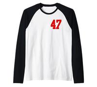 Numéro 47 Rouge College Sports Team Style Manche Raglan