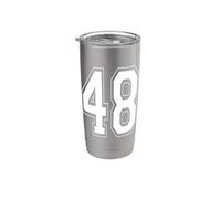 Numéro 48 Style universitaire Bold Sports Anniversaire Gobelet isotherme en acier inoxydable double paroi