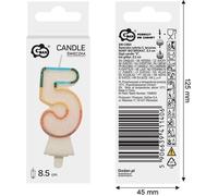 Numéro 5 Bougie arc-en-ciel 8.5cm