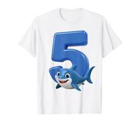 Numéro 5 Requin Anniversaire océan fête Enfant 5ème Plage Poisson Cinq T-Shirt Graphique avec Valeur