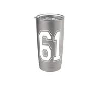Numéro 61 Style universitaire Bold Sports Anniversaire Gobelet isotherme en acier inoxydable double paroi
