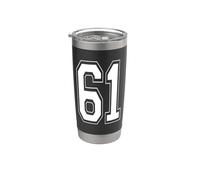 Numéro 61 Style universitaire Bold Sports Anniversaire Gobelet isotherme en acier inoxydable double paroi
