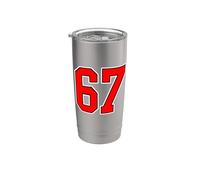 Numéro 67 rouge style équipe sportive universitaire Gobelet isotherme en acier inoxydable double paroi
