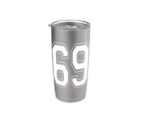 Numéro 69 Style universitaire Bold Sports Anniversaire Gobelet isotherme en acier inoxydable double paroi