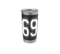 Numéro 69 Style universitaire Bold Sports Anniversaire Gobelet isotherme en acier inoxydable double paroi