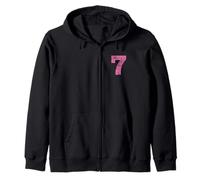 Numéro 7 en Jersey pour Uniforme Sportif 7ème Anniversaire Rose Sweat à Capuche